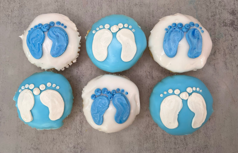 Dipped Baby Footprint Cupcakes