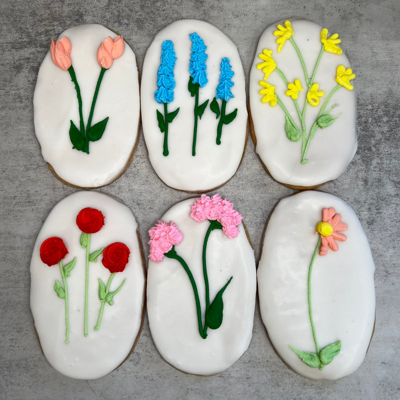 Oval Shaped Wildflower Cookies