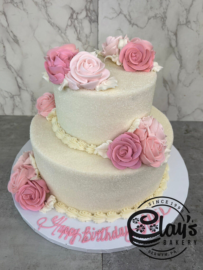 Pretty Pink Flowers Two Tier