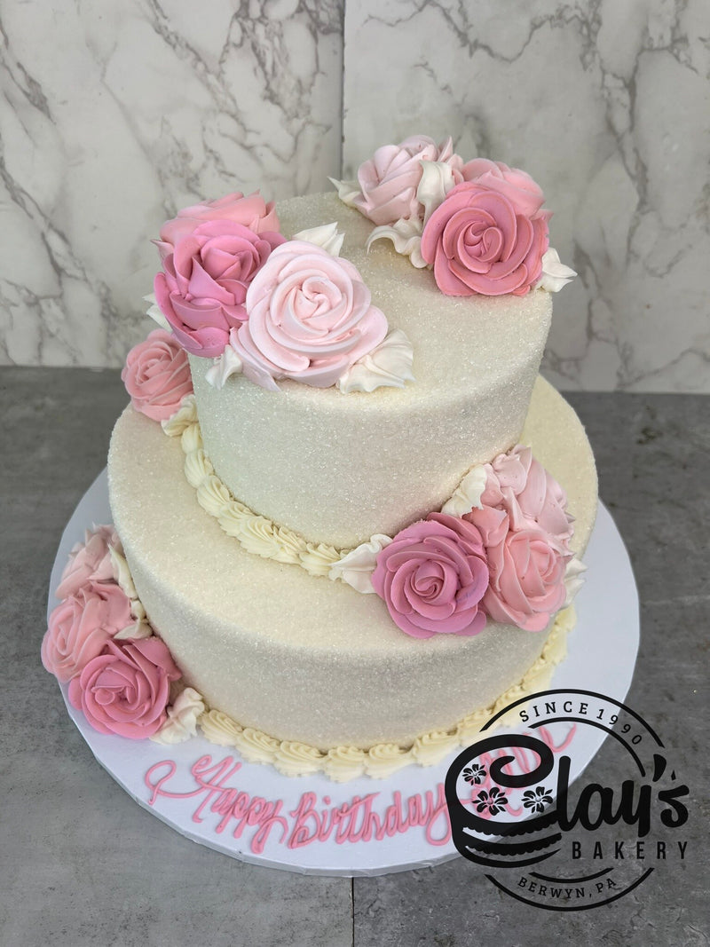 Pretty Pink Flowers Two Tier