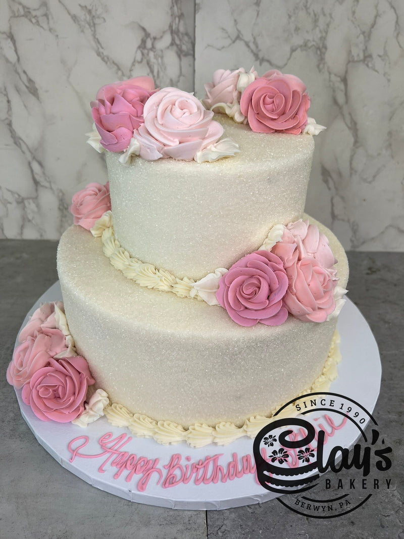 Pretty Pink Flowers Two Tier