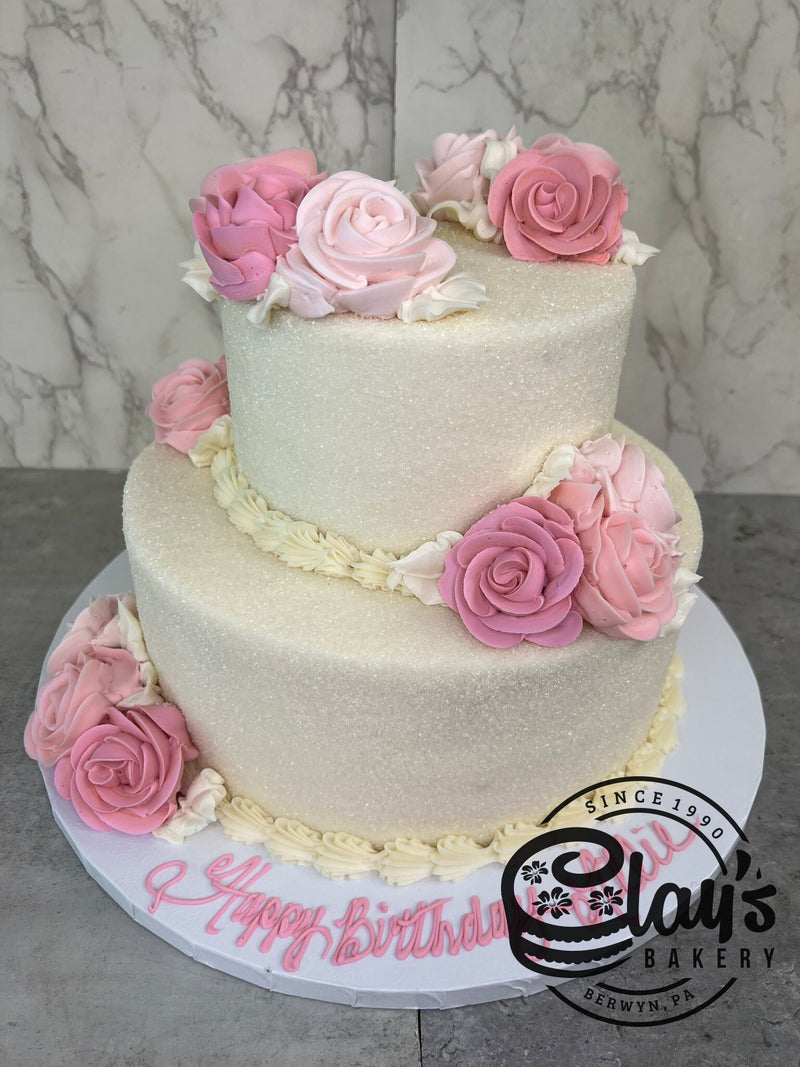 Pretty Pink Flowers Two Tier