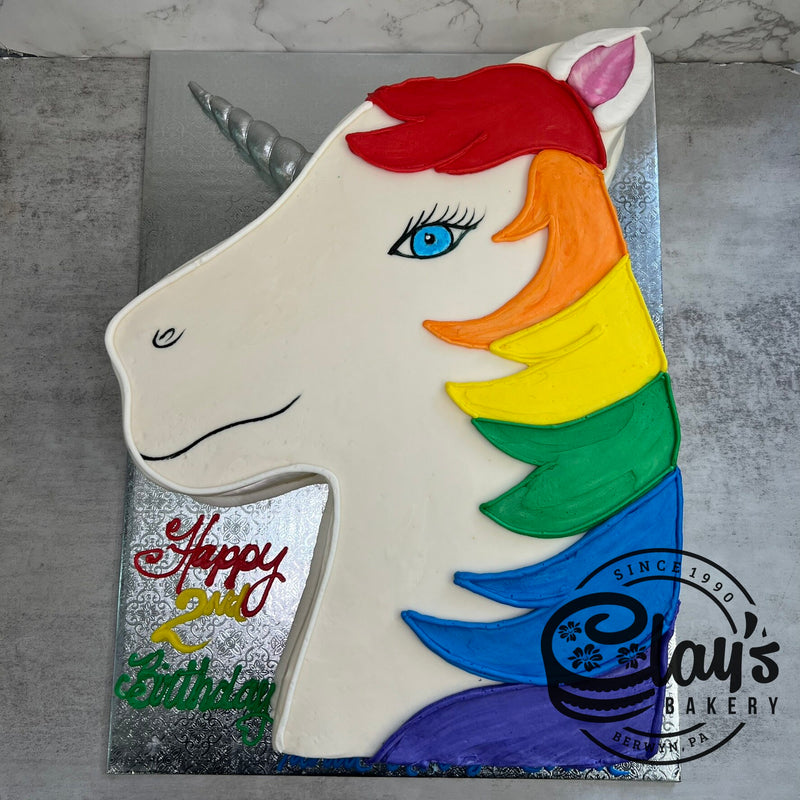 Rainbow Unicorn Shaped Cake