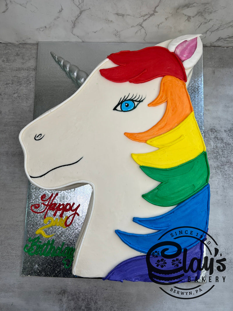 Rainbow Unicorn Shaped Cake