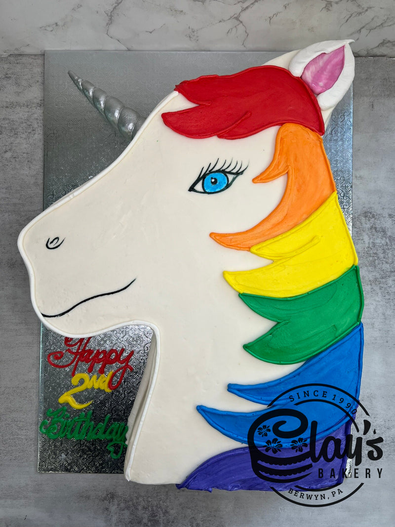 Rainbow Unicorn Shaped Cake