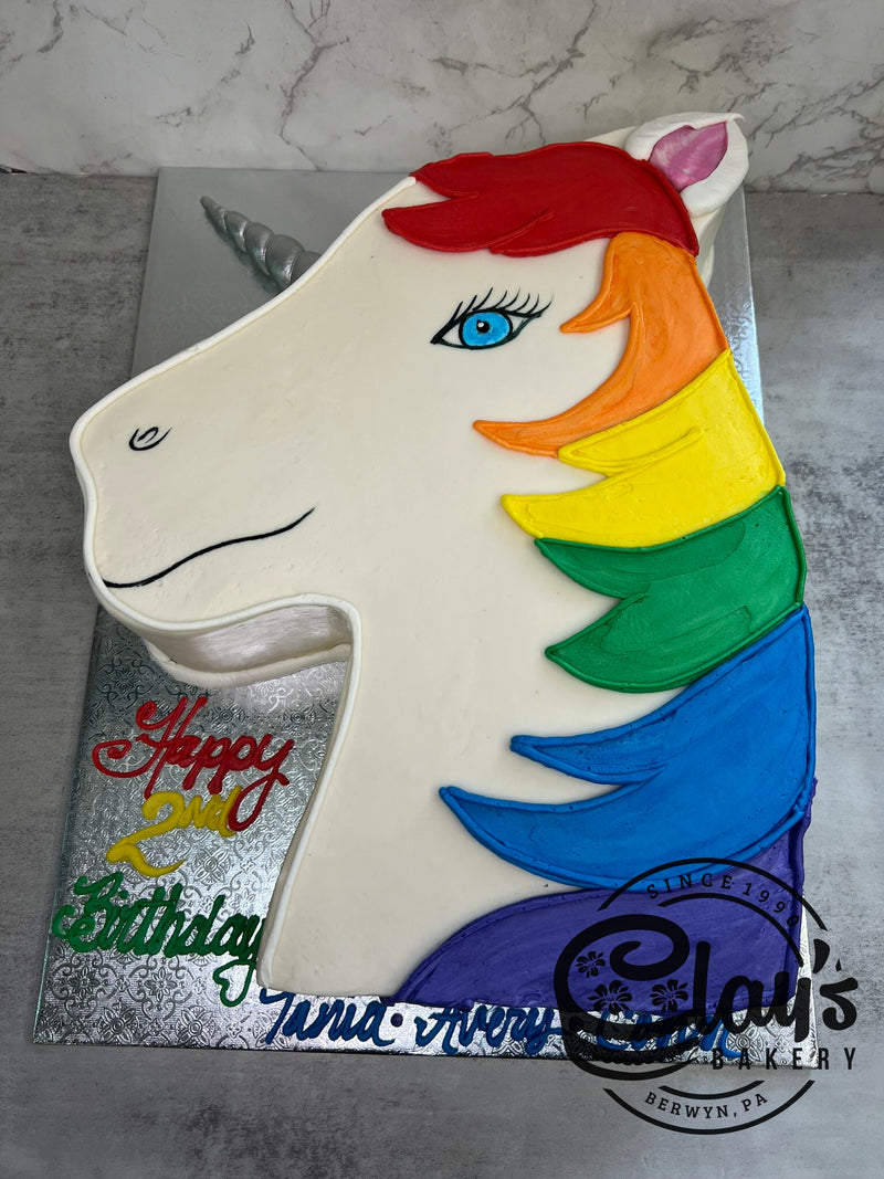 Rainbow Unicorn Shaped Cake