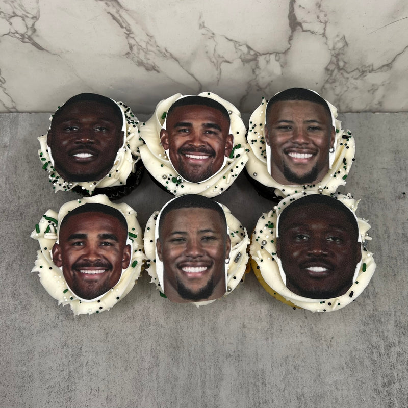 Eagles Player Face Cupcakes