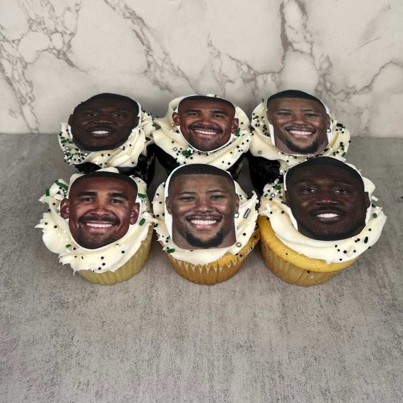 Eagles Player Face Cupcakes