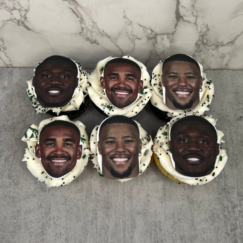 Eagles Player Face Cupcakes