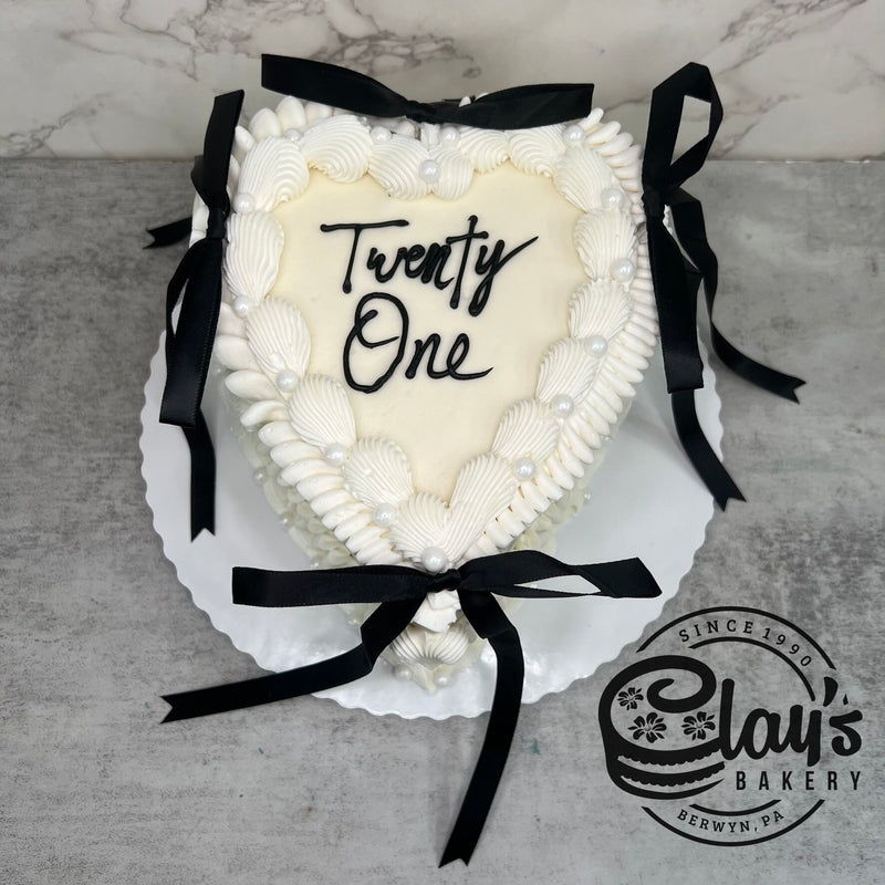 Vintage Bows - Heart Shaped Cake