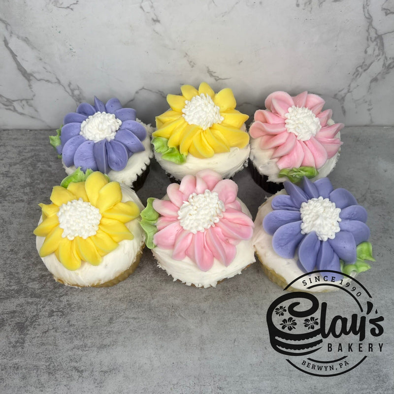 Pretty Violet Flower Cupcakes (Customizable)