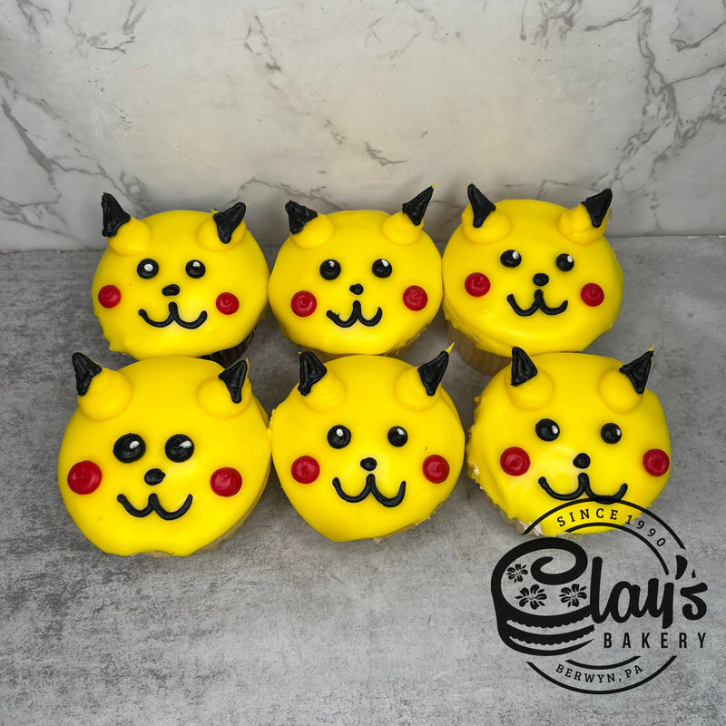 Yellow Dipped Pikachu Cupcakes