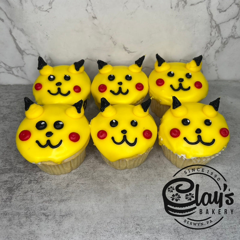 Yellow Dipped Pikachu Cupcakes