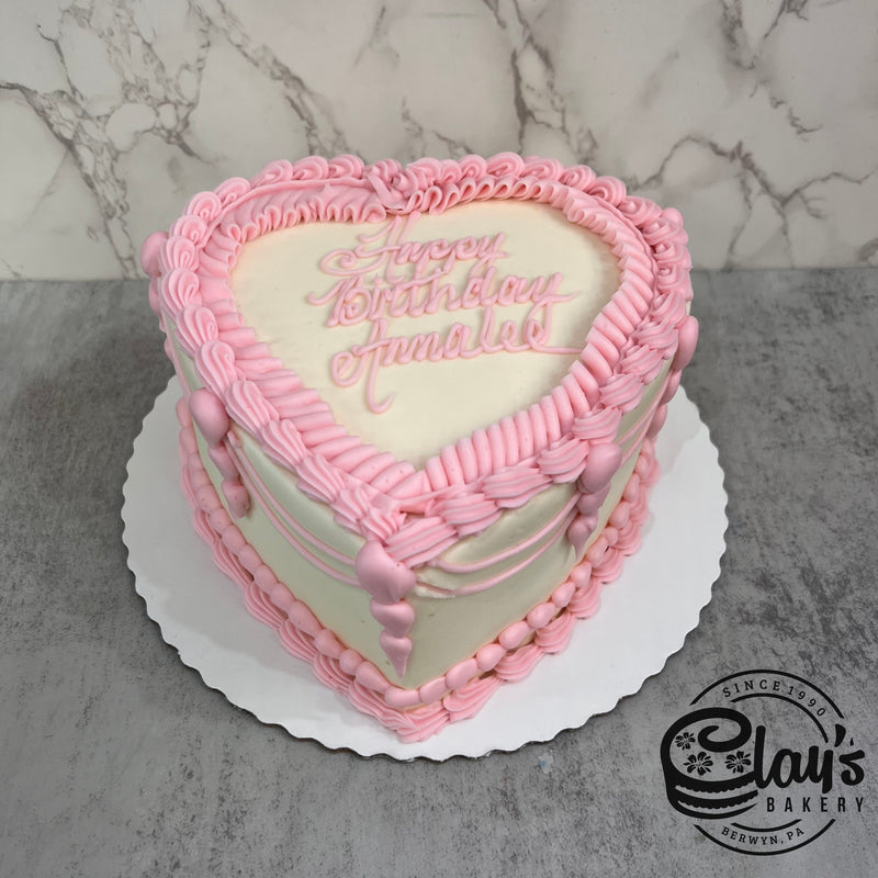 Heart with Pink Trim - Shaped Cake