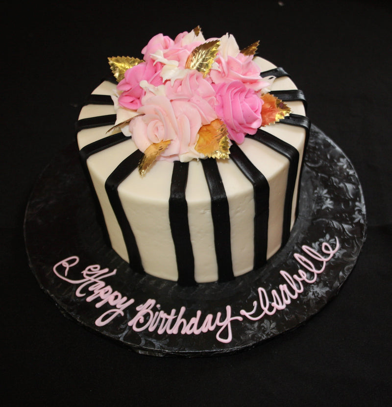 Black and White with Pink Roses