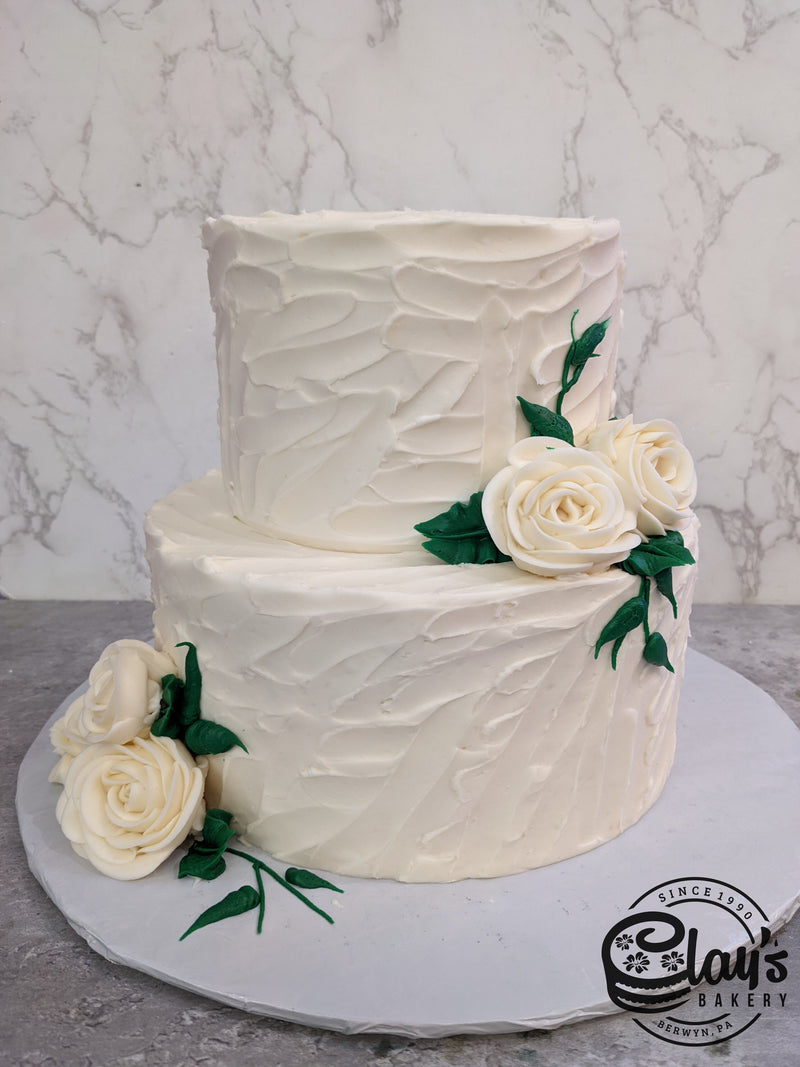 White Roses on Texture - Two Tier