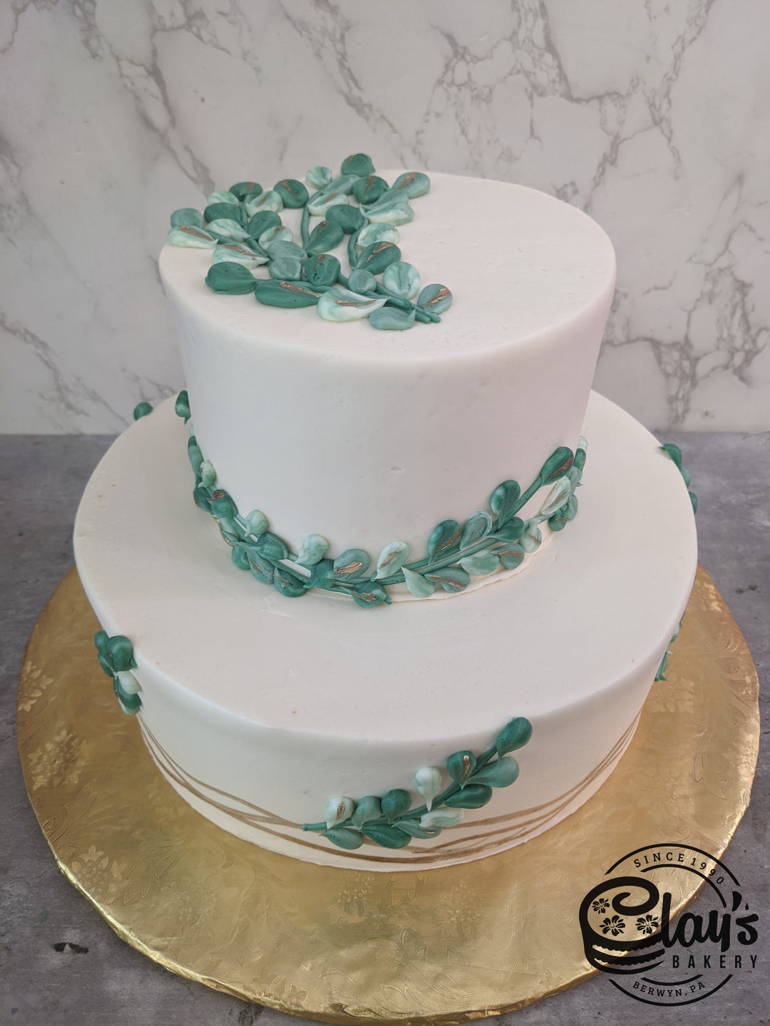 2 tier succulent cake Golden Eucalyptus