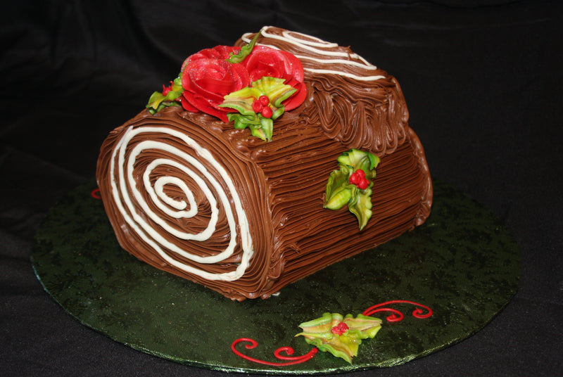 Yule Log Cake - Classic Holly