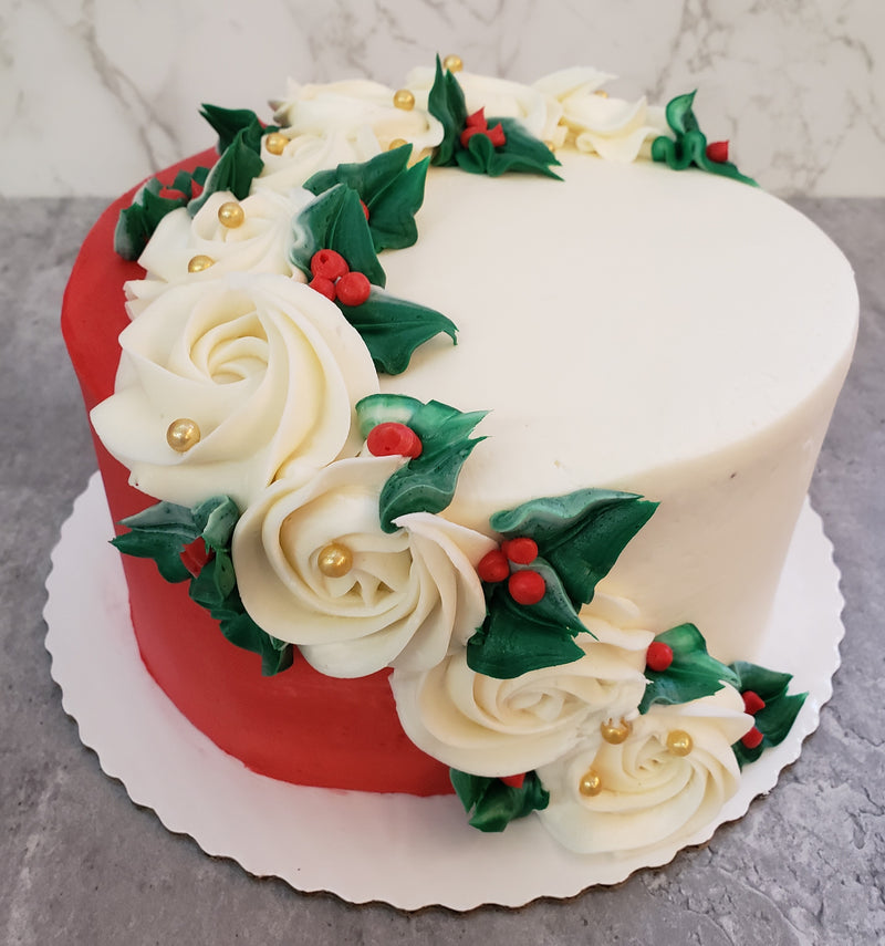 Red and White Rosettes with Holly