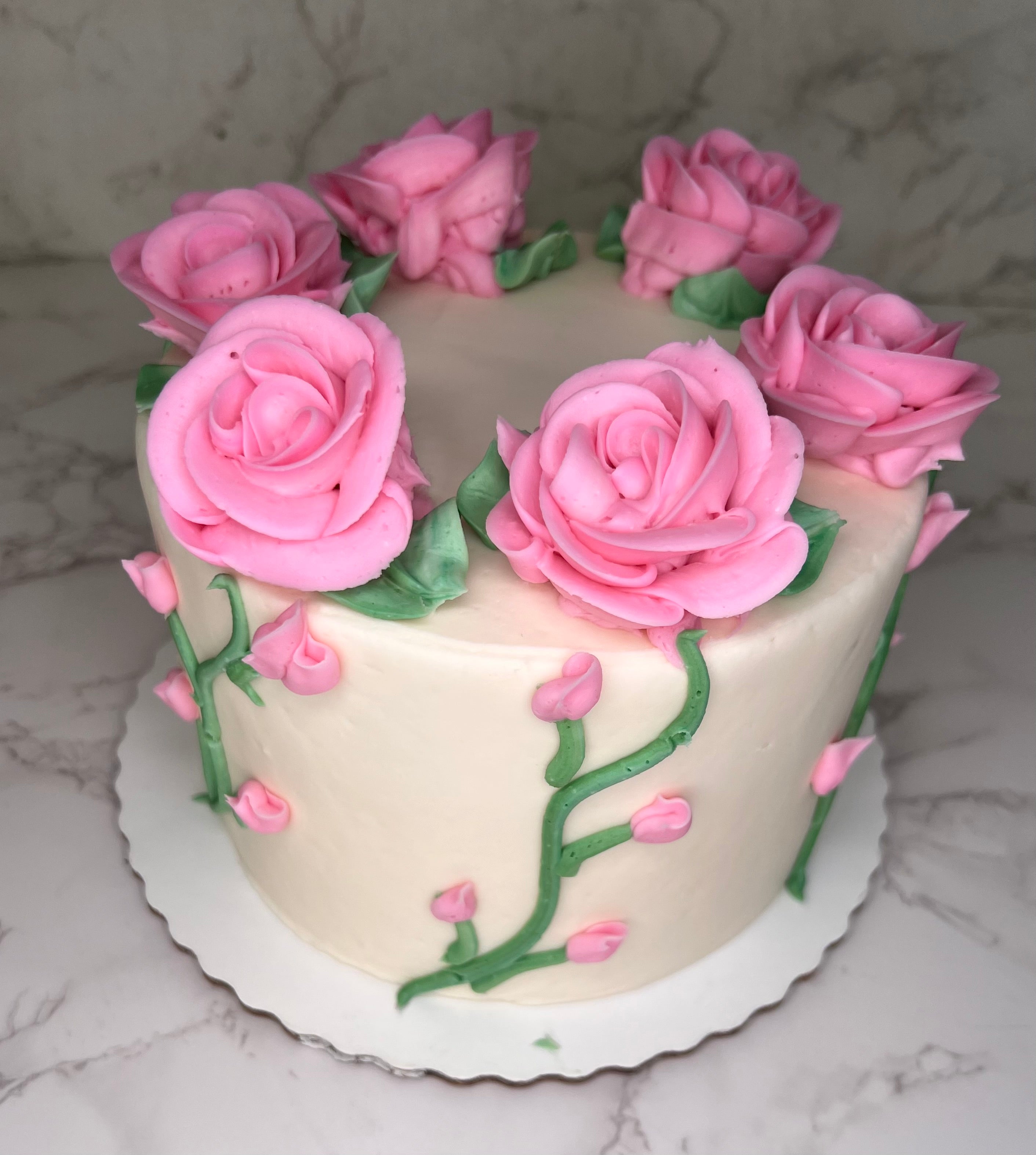 Pink Roses with Vines – Clay's Bakery