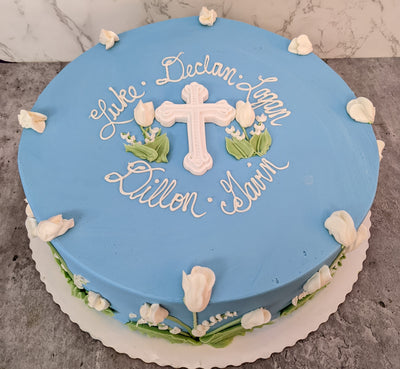 Confirmation Cake Criss Cross Teal Cake – 2 doves Rosary & Cross – Pao's  cakes
