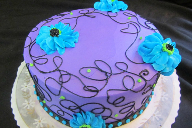 Purple with Teal Flowers and Black Accents