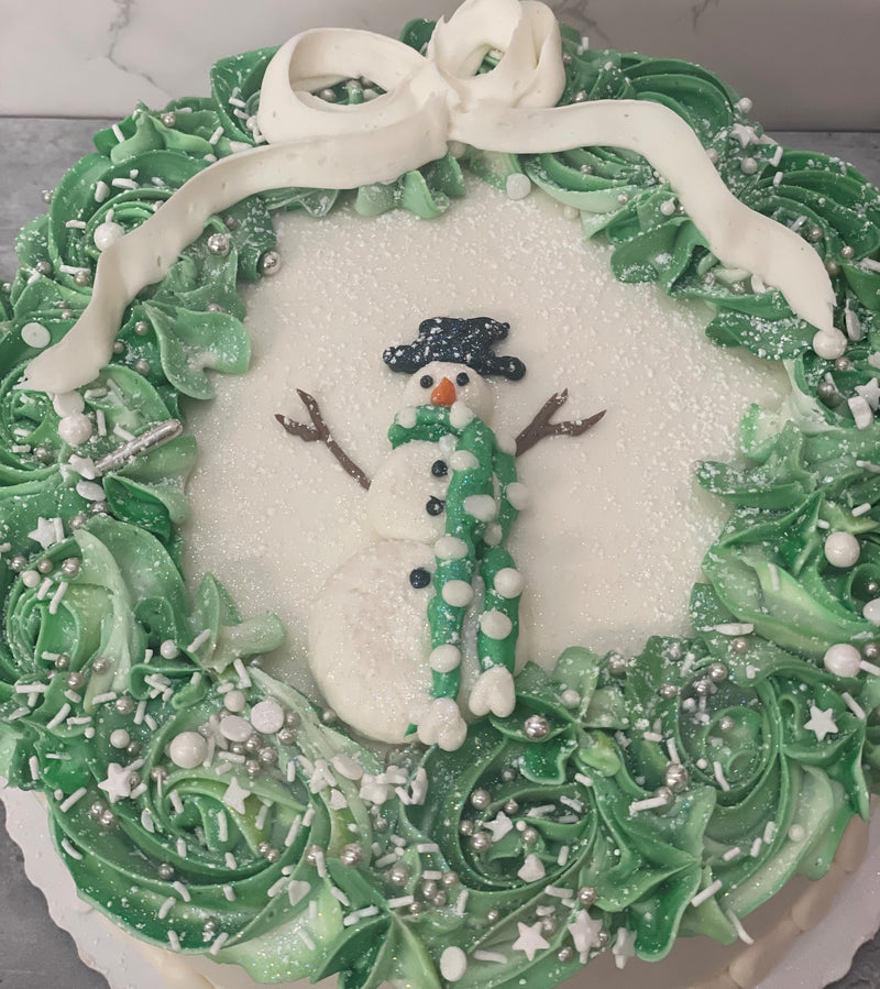 Snowman With Green Wreath