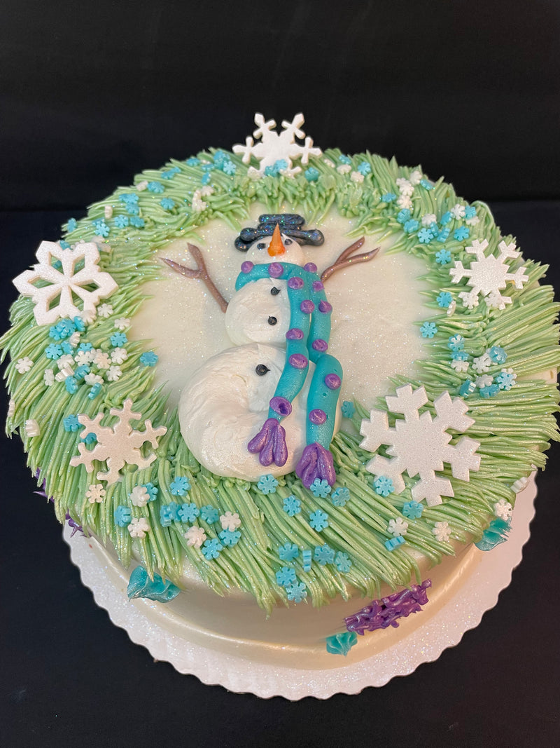 Snowman With Squiggly Green Wreath