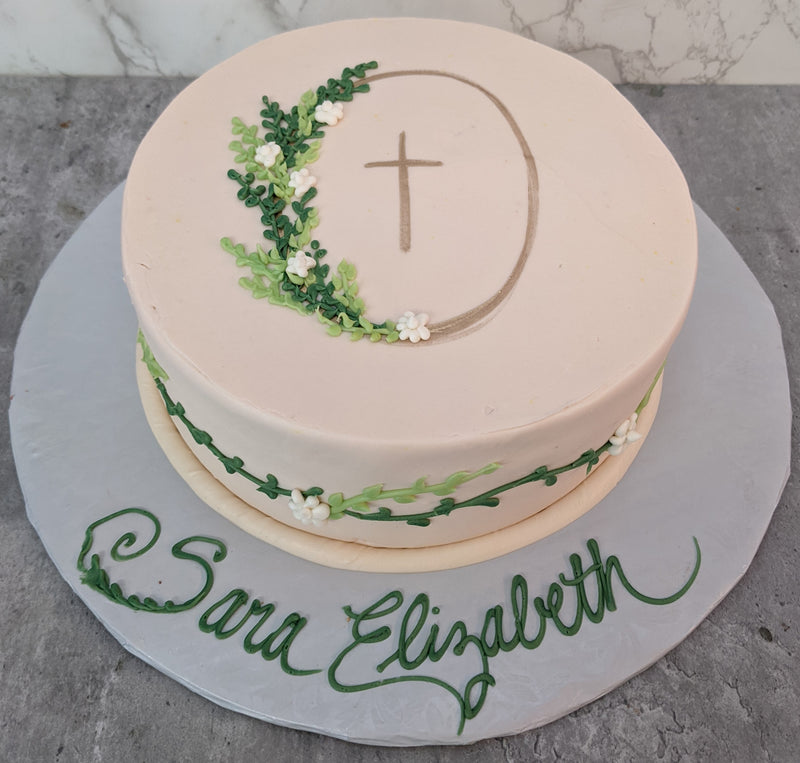 Vine with Flowers and Gold Cross